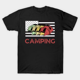 Camping Team Vintage American Flag T-Shirt